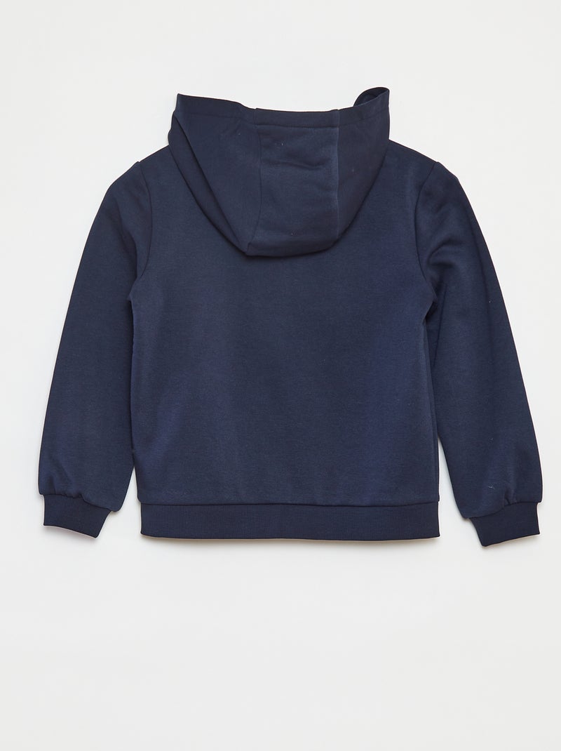Effen hoodie met rits Blauw - Kiabi