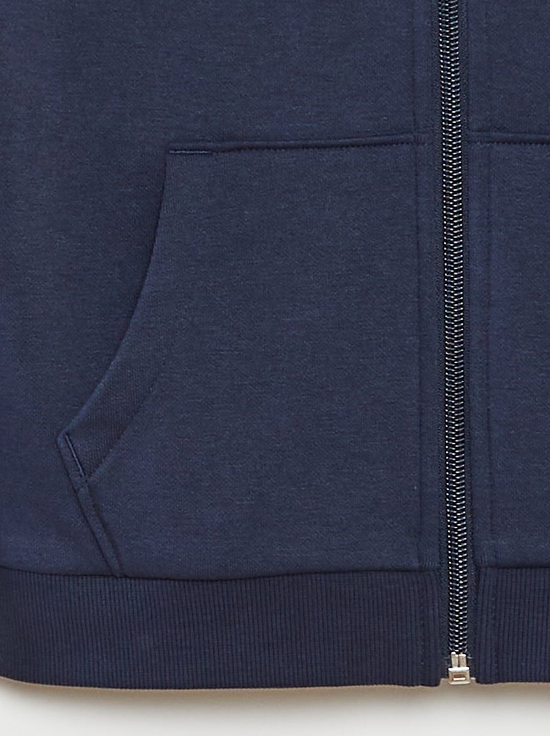 Effen hoodie met rits Blauw - Kiabi