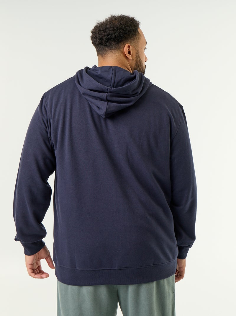 Effen hoodie met rits Blauw - Kiabi