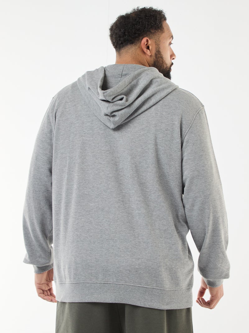 Effen hoodie met rits Grijs - Kiabi