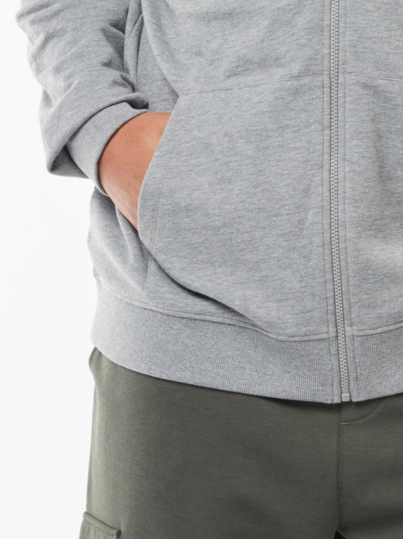 Effen hoodie met rits Grijs - Kiabi