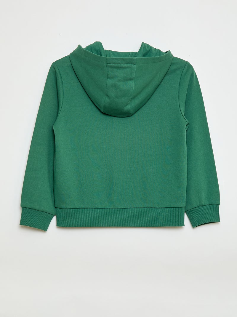 Effen hoodie met rits Groen - Kiabi