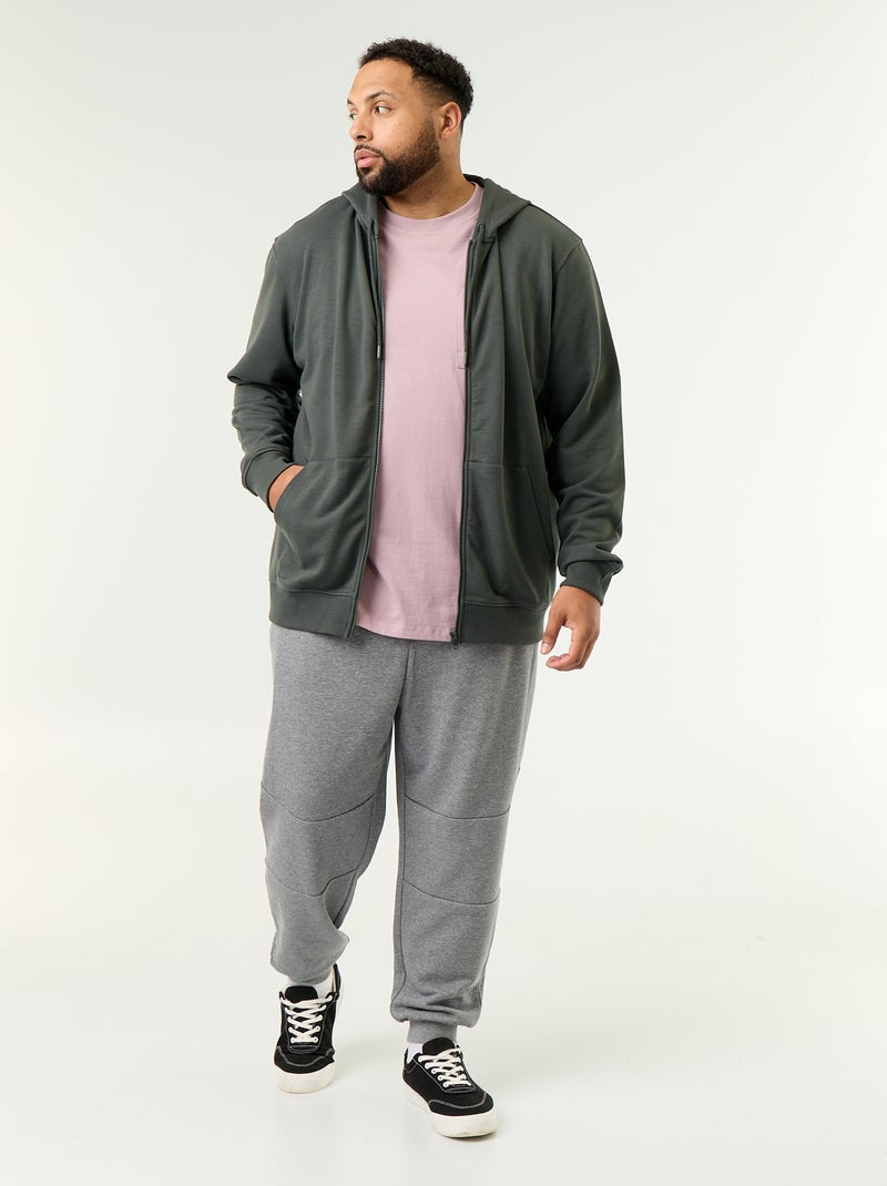 Effen hoodie met rits Groen - Kiabi