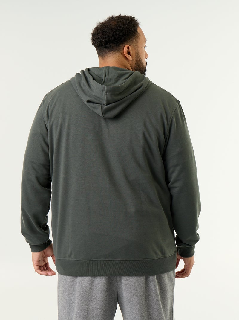 Effen hoodie met rits Groen - Kiabi