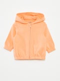 Effen hoodie met rits ORANJE - Kiabi