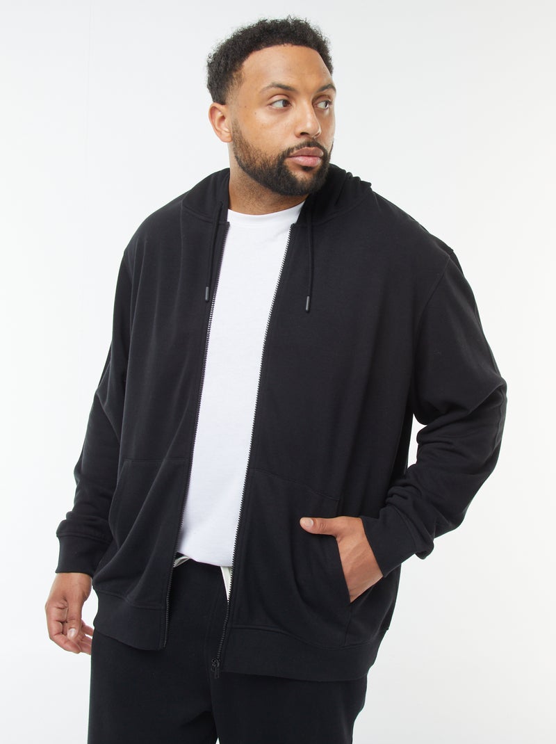 Effen hoodie met rits zwart - Kiabi