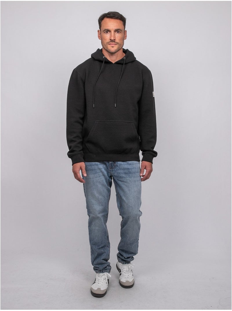 Effen hoodie van wafelbreisel werone Zwart - Kiabi