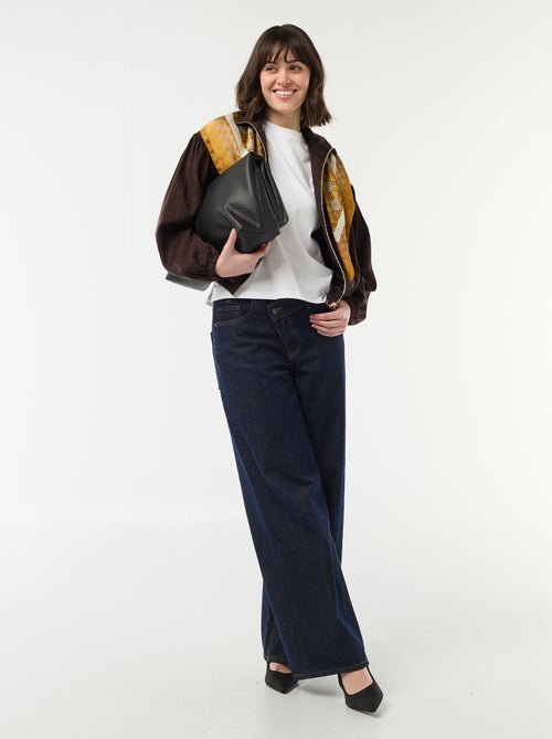 Effen jas met rits en pofmouwen - Kiabi