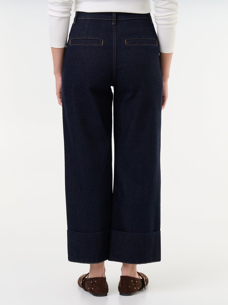Effen jeans met brede omslagen aan de onderkant Blauw - Kiabi