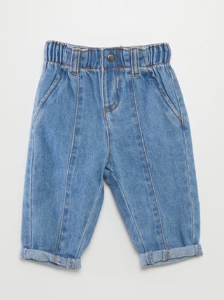 Effen jeans met paperbag-taille