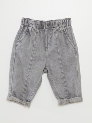 Effen jeans met paperbag-taille