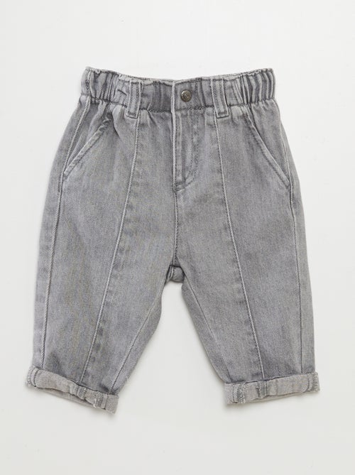 Effen jeans met paperbag-taille - Kiabi