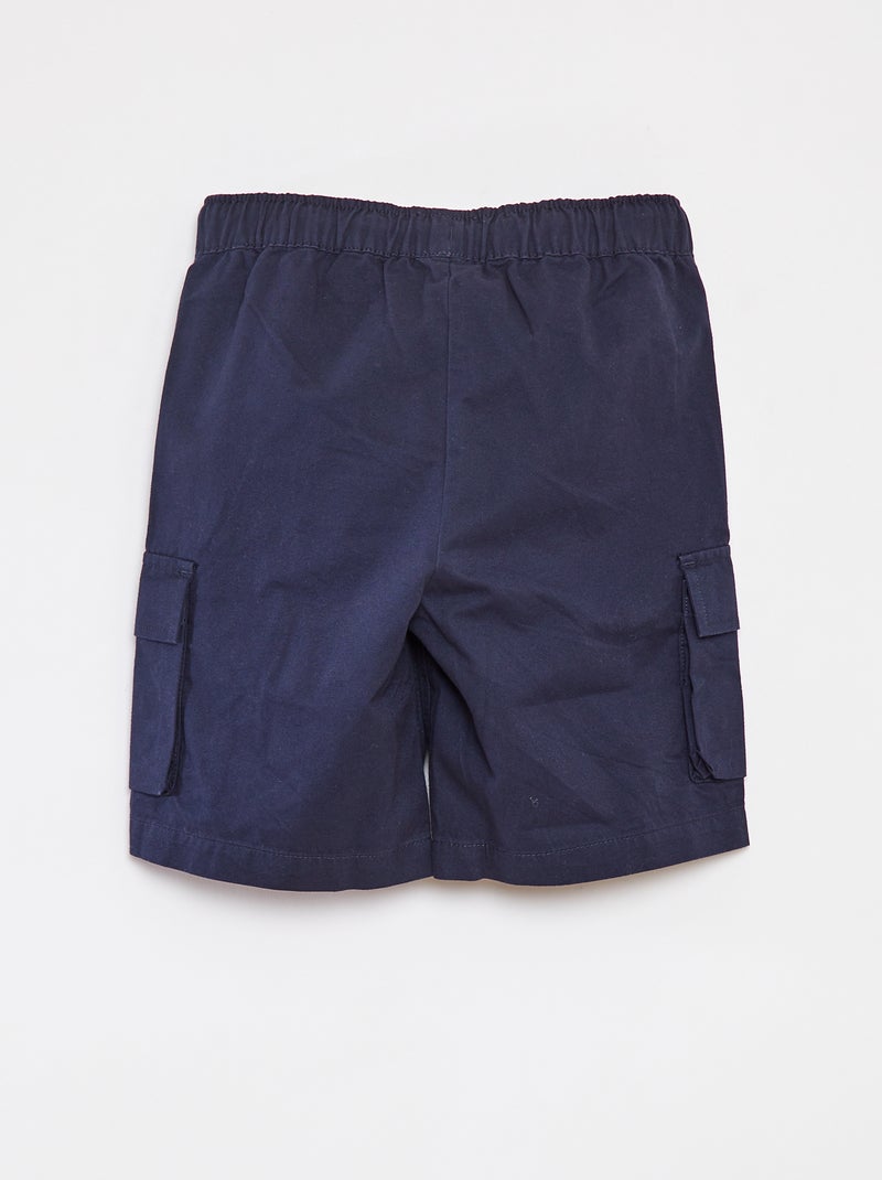 Effen joggingbroek met zakken met klepje BLAUW - Kiabi
