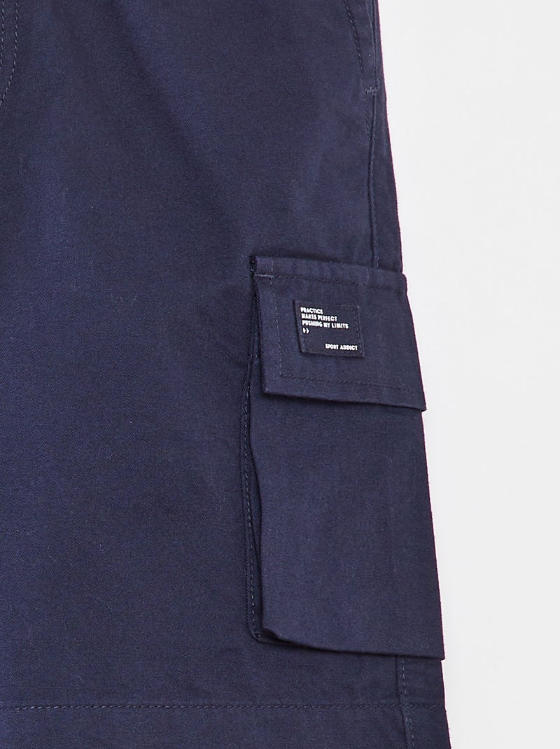 Effen joggingbroek met zakken met klepje BLAUW - Kiabi