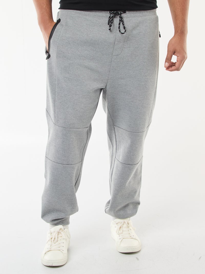 Effen joggingbroek van katoenen piquétricot Grijs - Kiabi