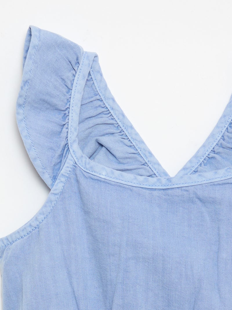 Effen jurk met bandjes met ruches Blauw - Kiabi