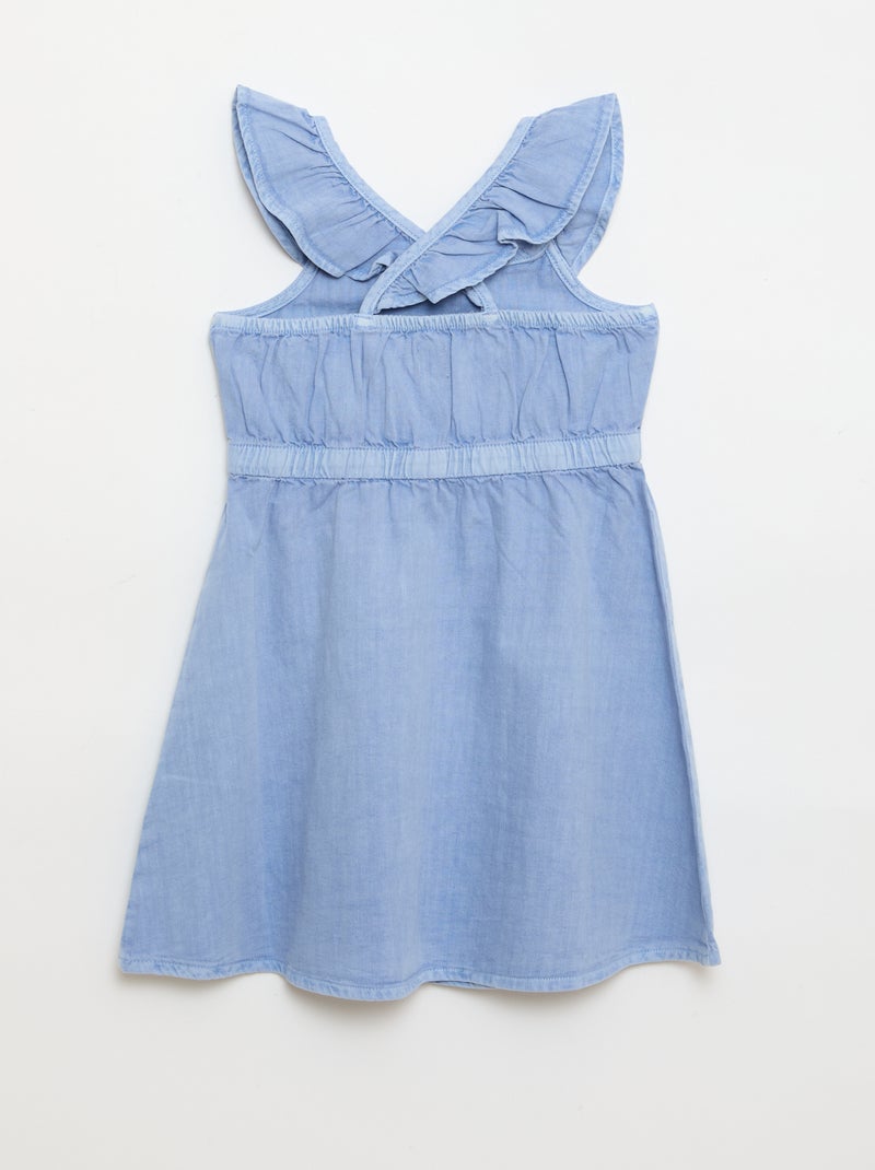 Effen jurk met bandjes met ruches Blauw - Kiabi