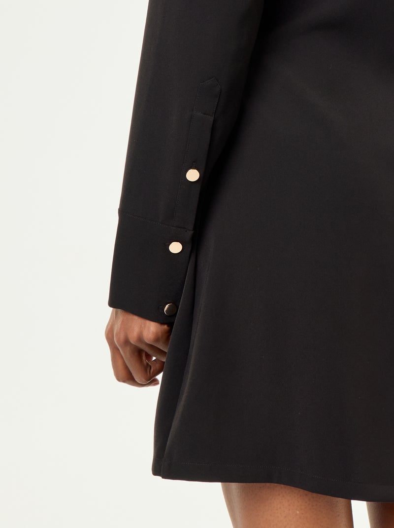 Effen jurk met goudkleurige details Zwart - Kiabi