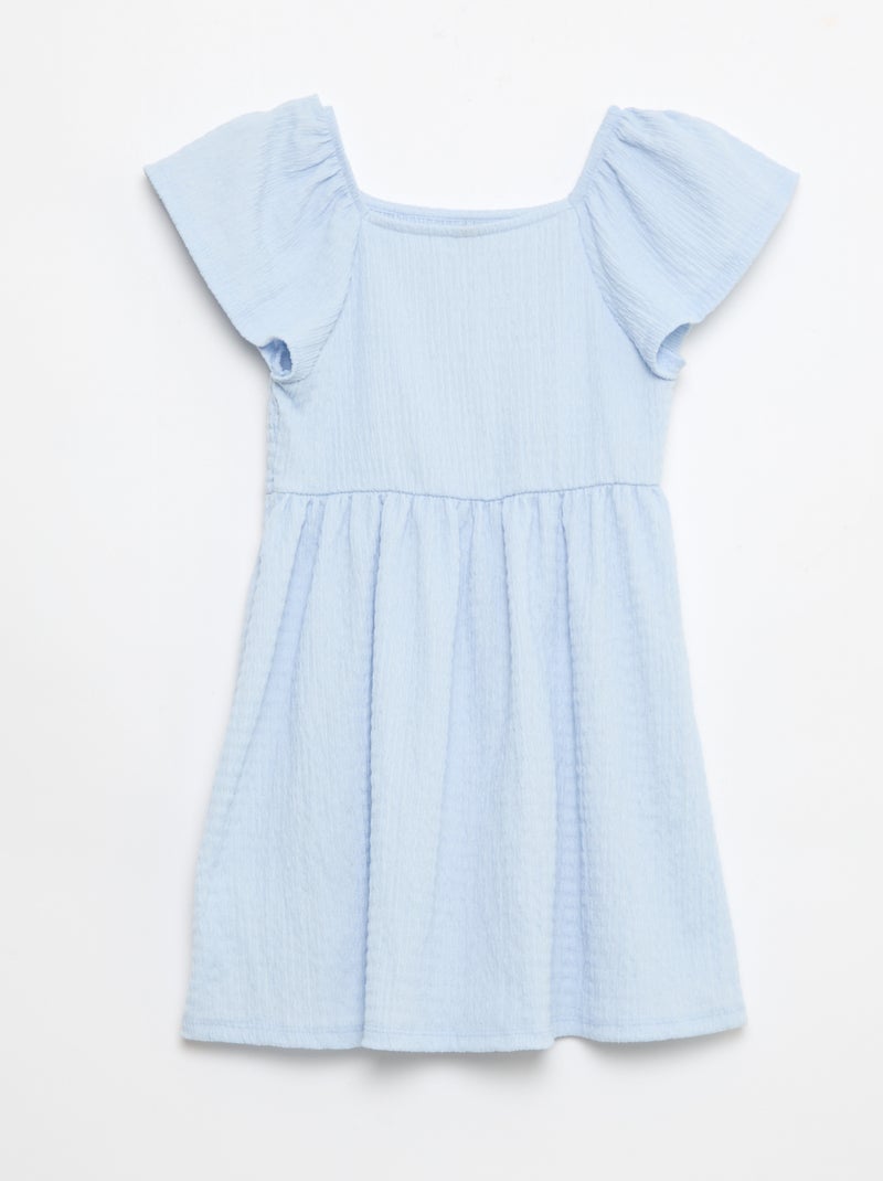 Effen jurk van gewafelde jerseytricot Blauw - Kiabi