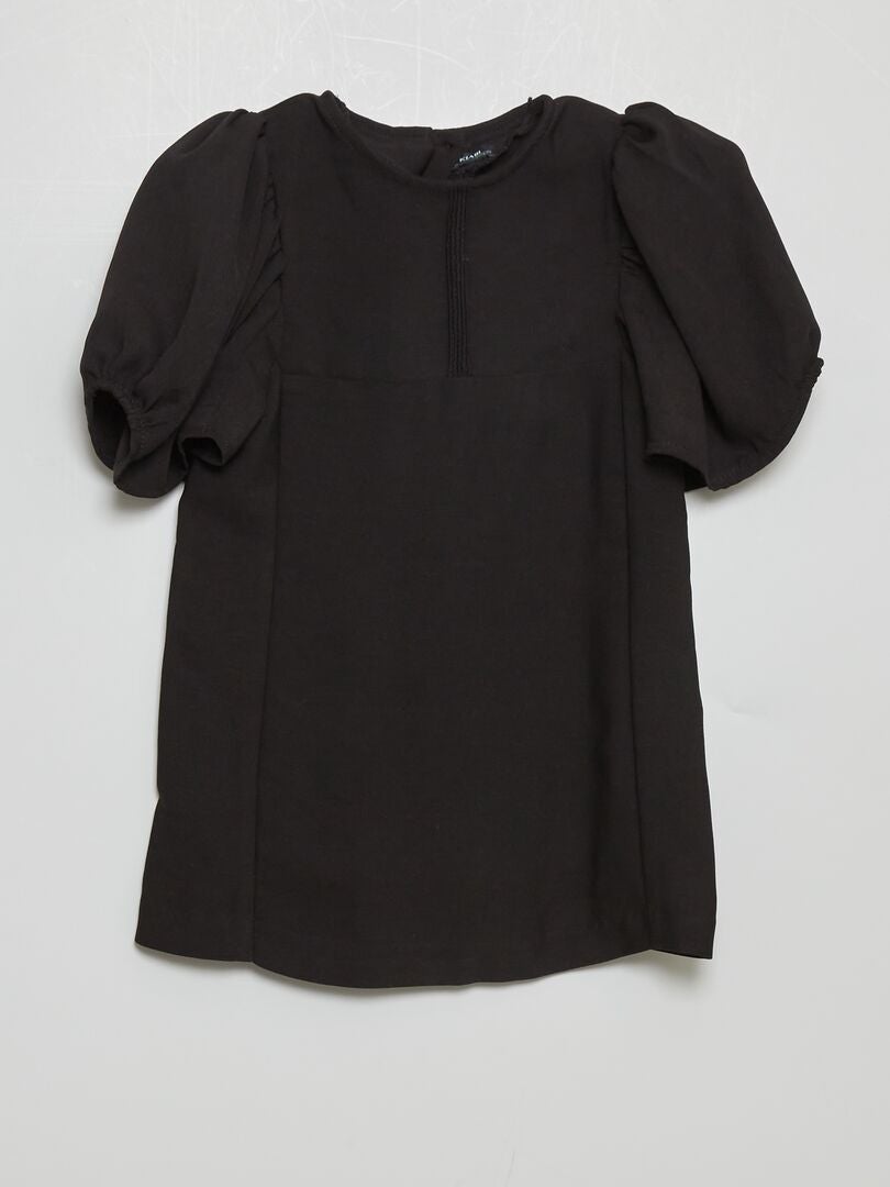 Effen jurk van kreukeltricot zwart - Kiabi