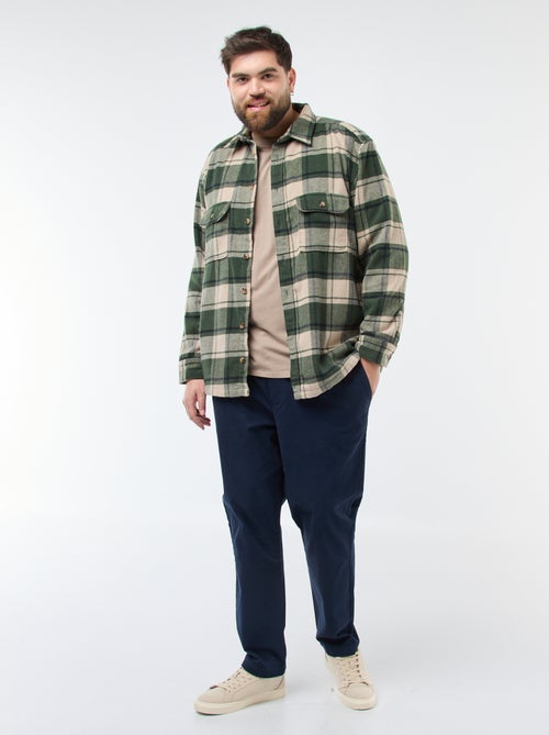 Effen, katoenen broek met aantrekkoordje - Kiabi