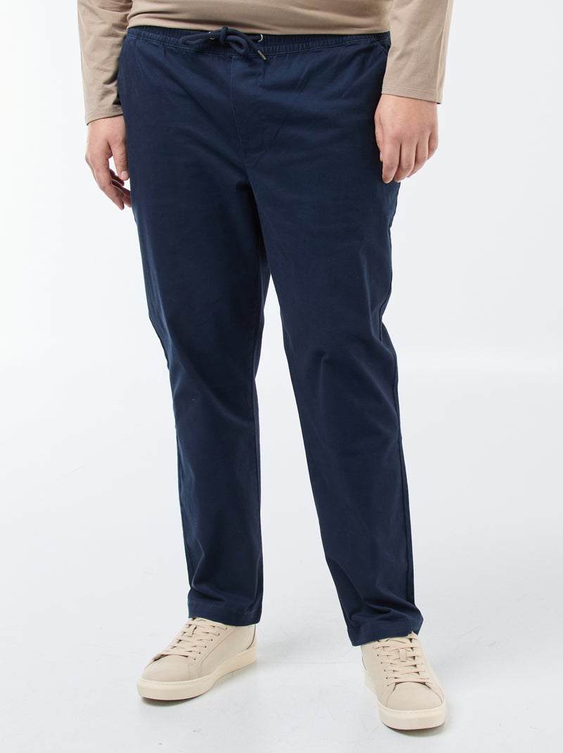Effen, katoenen broek met aantrekkoordje Blauw - Kiabi