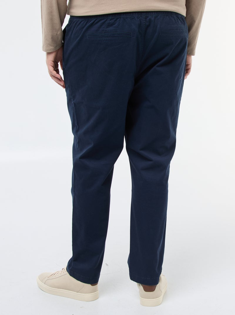 Effen, katoenen broek met aantrekkoordje Blauw - Kiabi