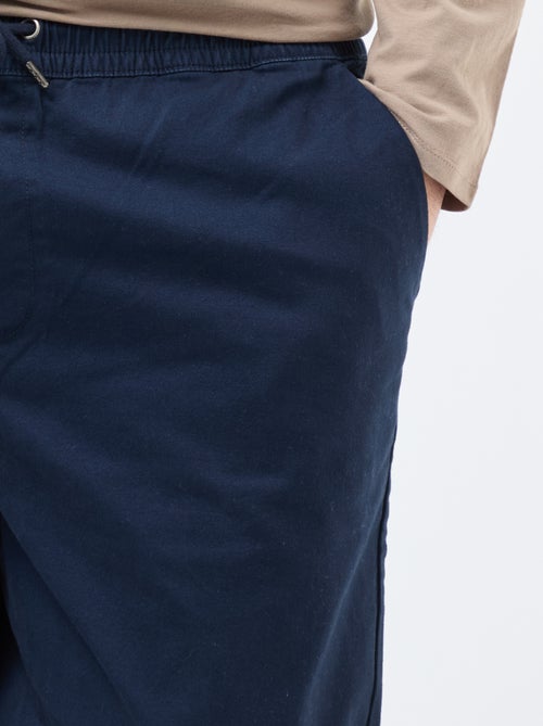 Effen, katoenen broek met aantrekkoordje - Kiabi