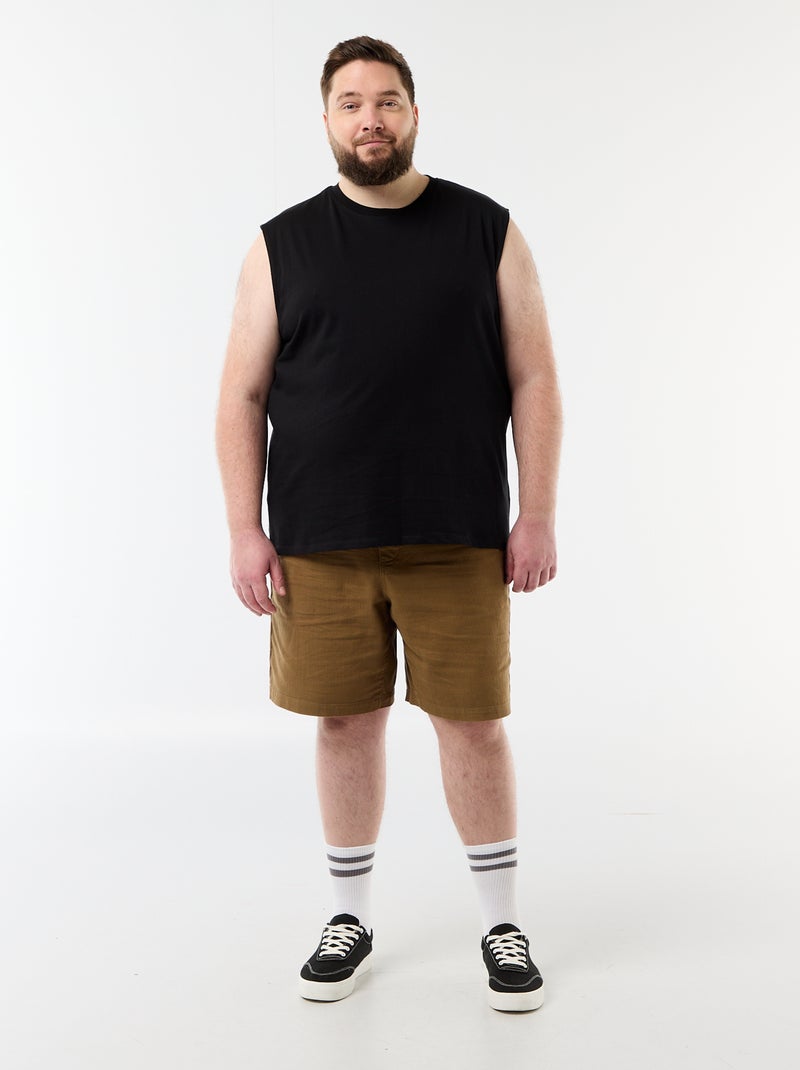 Effen katoenen hemd Zwart - Kiabi