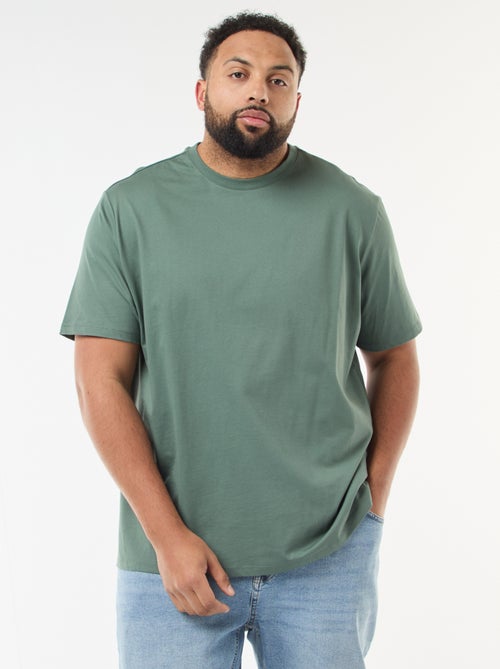 Effen katoenen heren-T-shirt met ronde hals - Kiabi