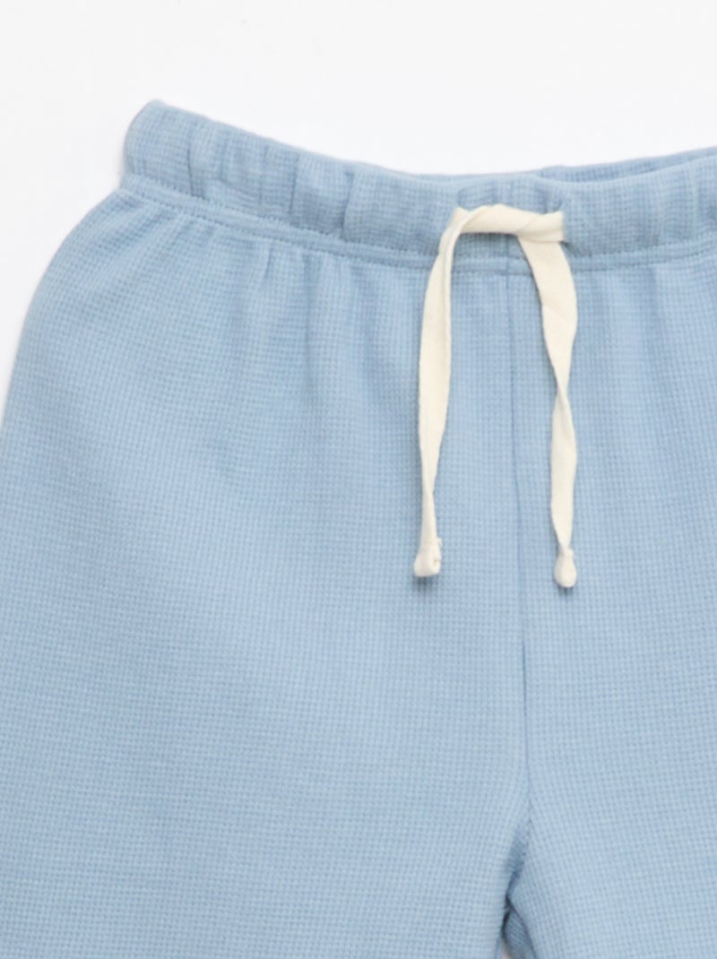 Effen katoenen pyjamaset Blauw - Kiabi