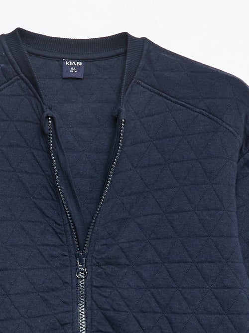 Effen, katoenen sweater met rits en lapjespatroon - Kiabi