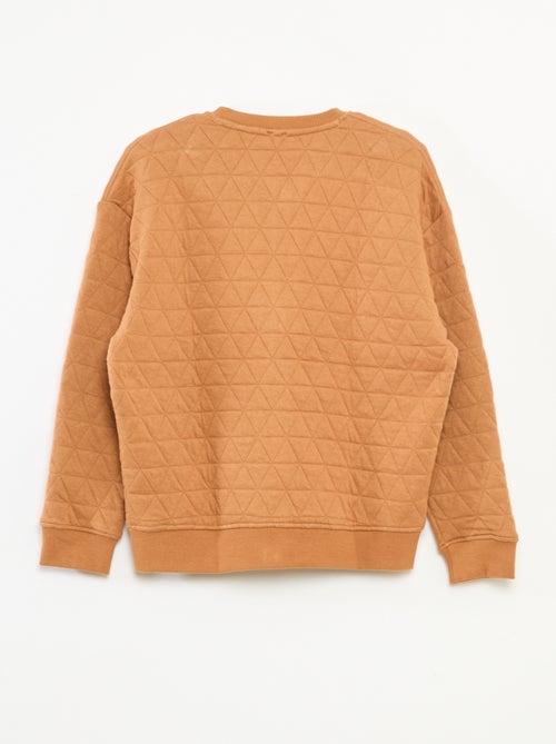 Effen, katoenen sweater met rits en lapjespatroon - Kiabi