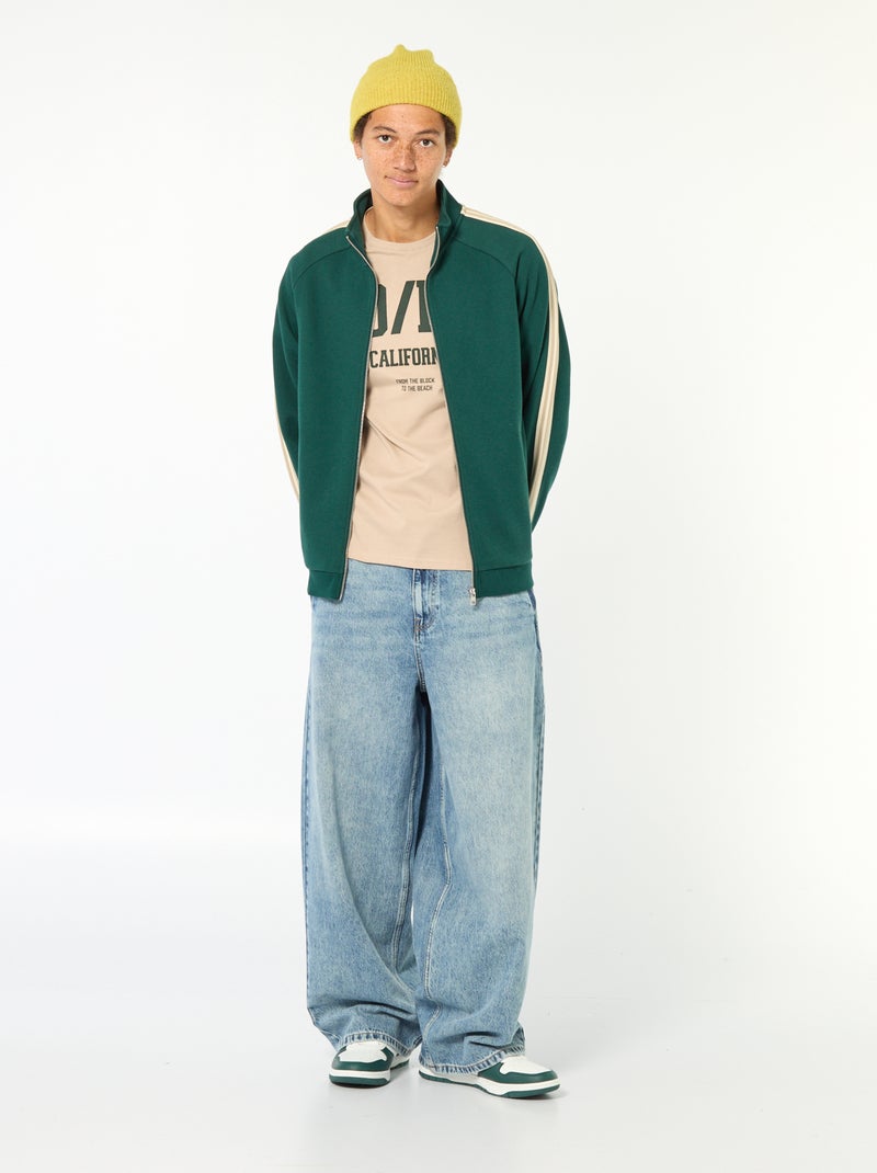 Effen, katoenen T-shirt met print Biege - Kiabi