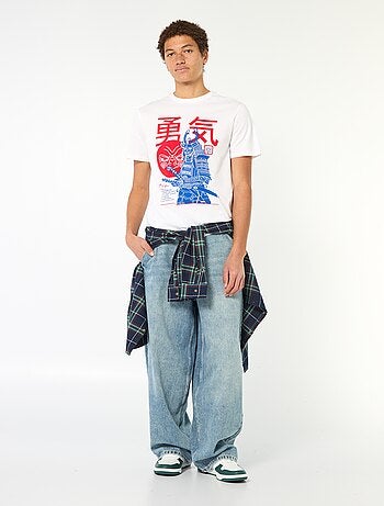 Effen, katoenen T-shirt met print