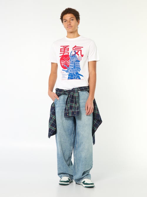 Effen, katoenen T-shirt met print - Kiabi