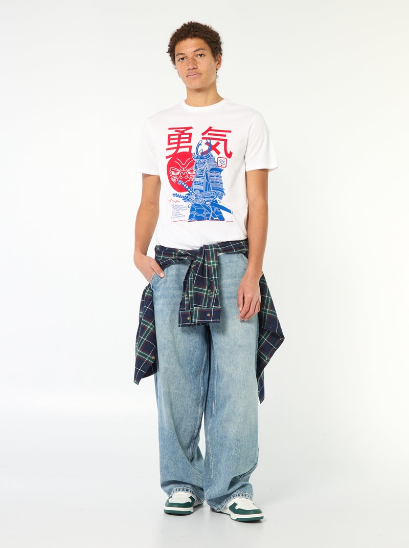 Effen, katoenen T-shirt met print Wit - Kiabi