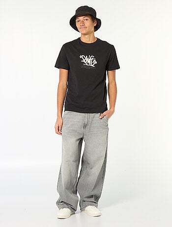 Effen, katoenen T-shirt met print