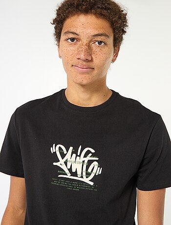 Effen, katoenen T-shirt met print