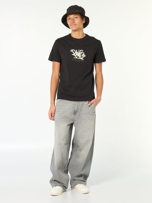 Effen, katoenen T-shirt met print - Kiabi