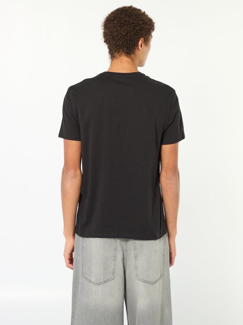 Effen, katoenen T-shirt met print Zwart - Kiabi