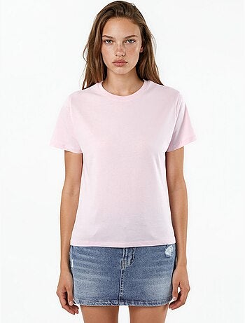 Effen katoenen t-shirt met ronde hals busem