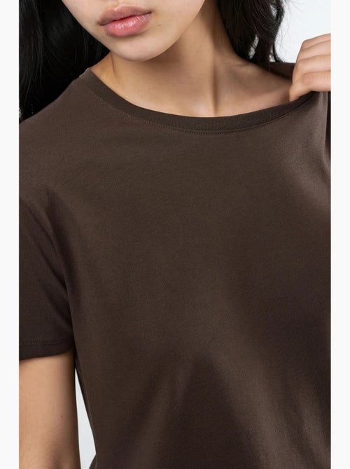 Effen katoenen t-shirt met ronde hals busem - Kiabi