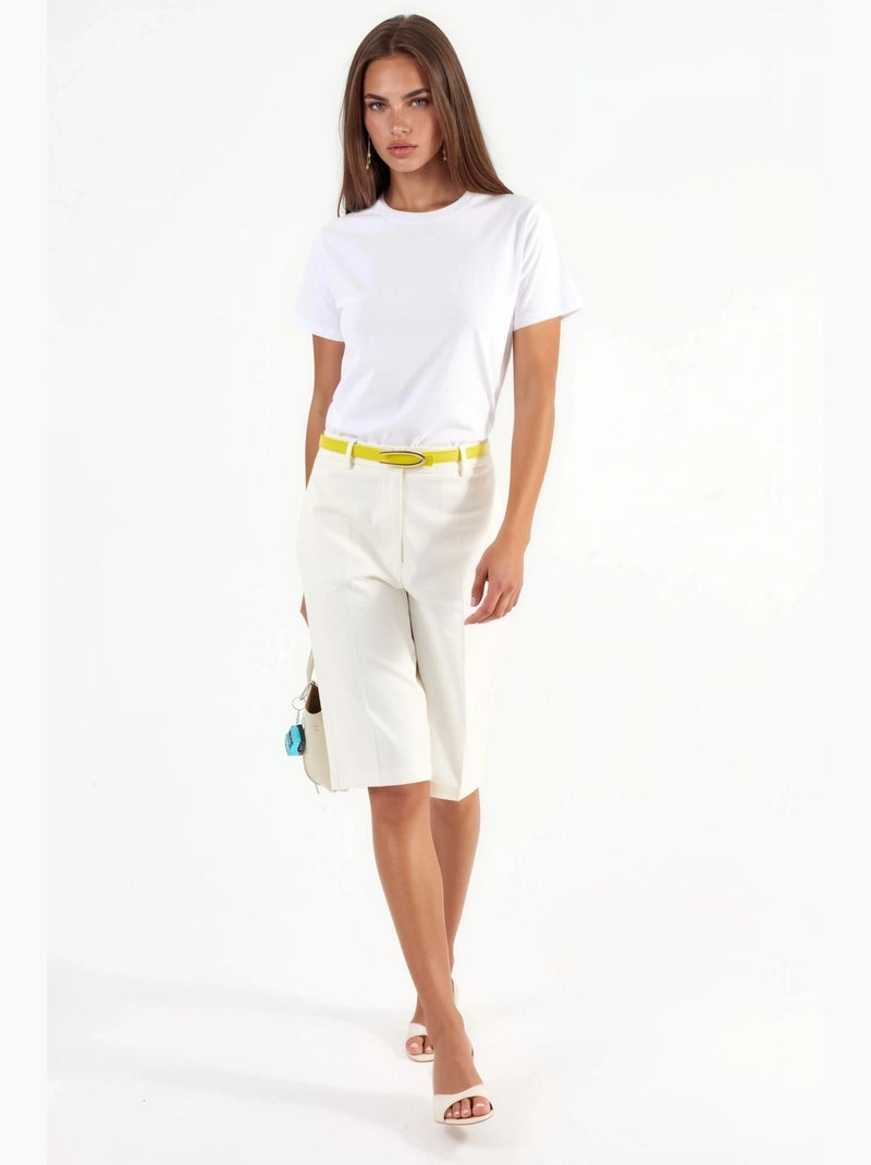 Effen katoenen t-shirt met ronde hals busem Wit - Kiabi