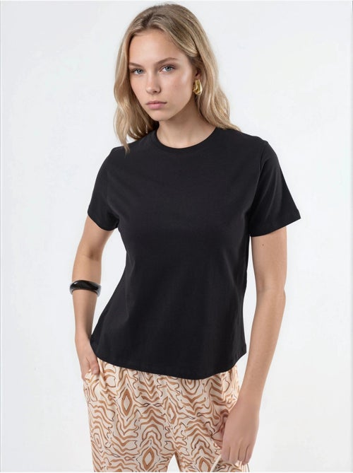 Effen katoenen t-shirt met ronde hals busem - Kiabi