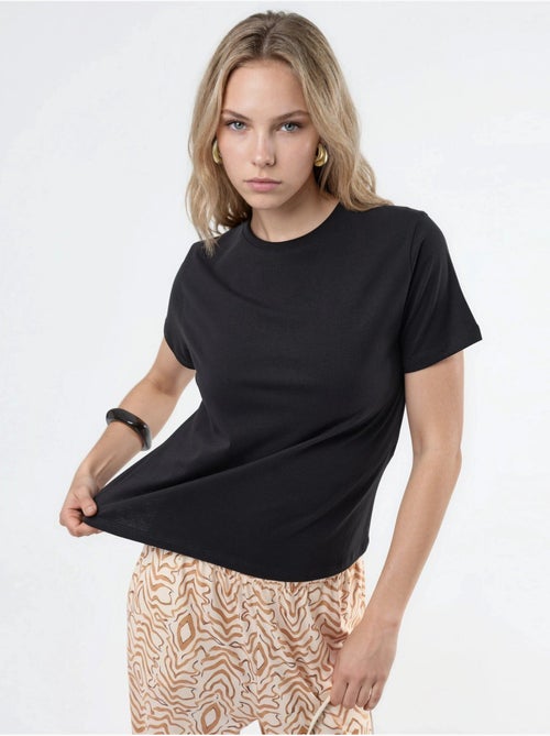 Effen katoenen t-shirt met ronde hals busem - Kiabi