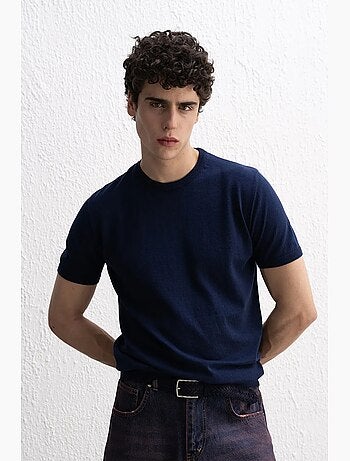 Effen katoenen t-shirt met ronde hals giesto