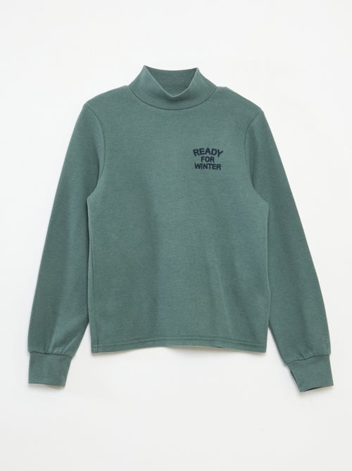 Effen, katoenen truitje met borduursel - Kiabi