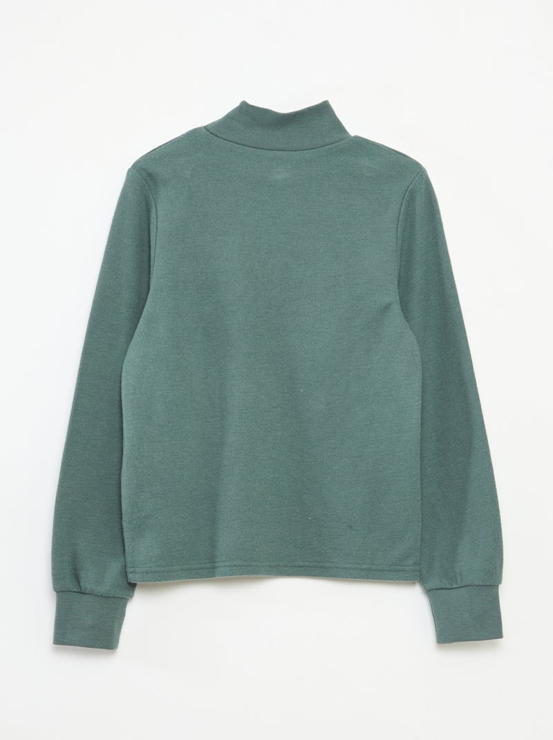 Effen, katoenen truitje met borduursel Groen - Kiabi