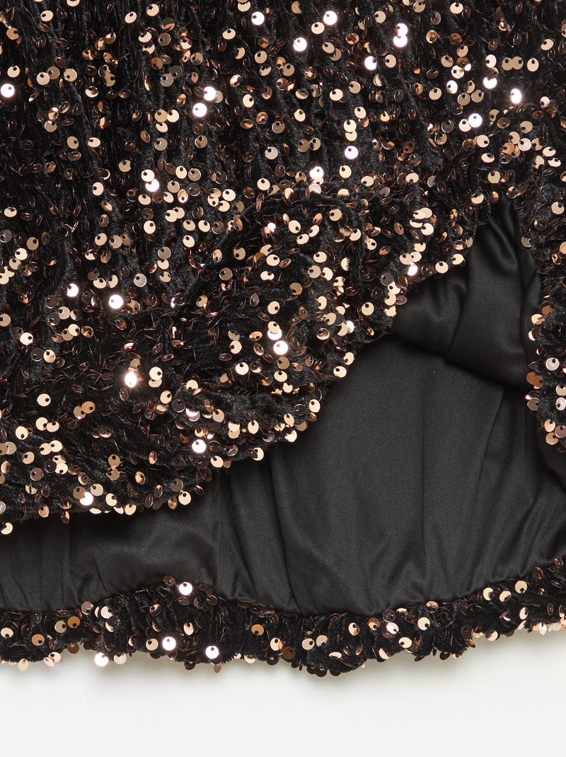 Effen korte rok met lovertjes Geel - Kiabi